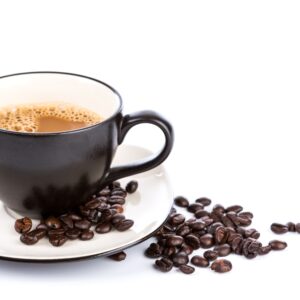 Black coffee with rosted beans